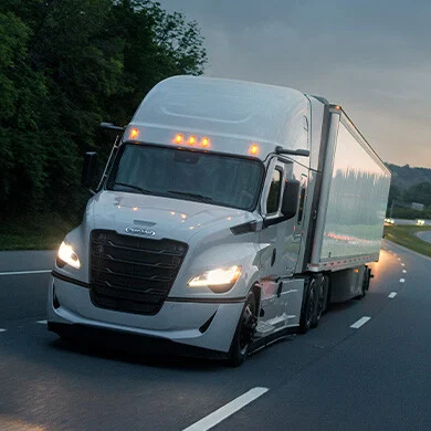 Freightliner truck on the road
